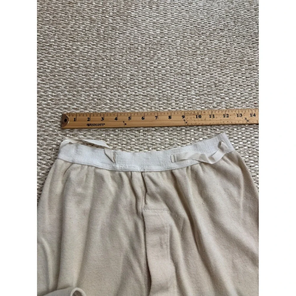 Vintage Military Thermal Long Underwear Set Henley Top Bottoms Cream Korea wool